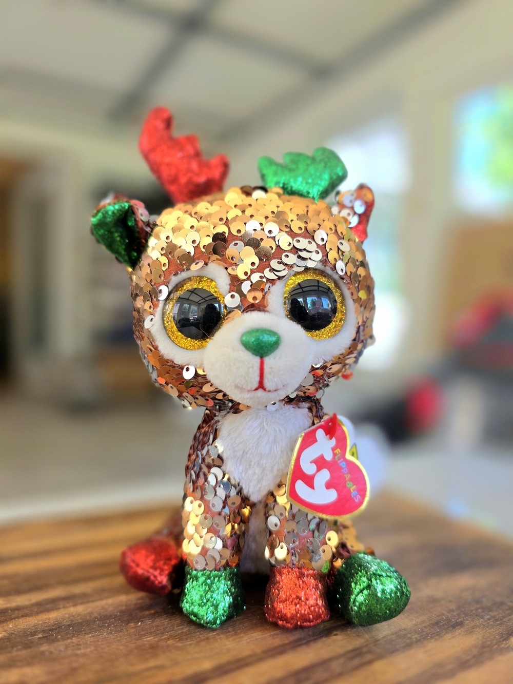 Ty Beanie Boo Flippables Sequin Reindeer Plush TEAGAN December 16th